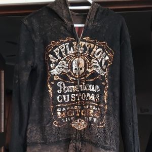 Affliction reversible sweatshirt